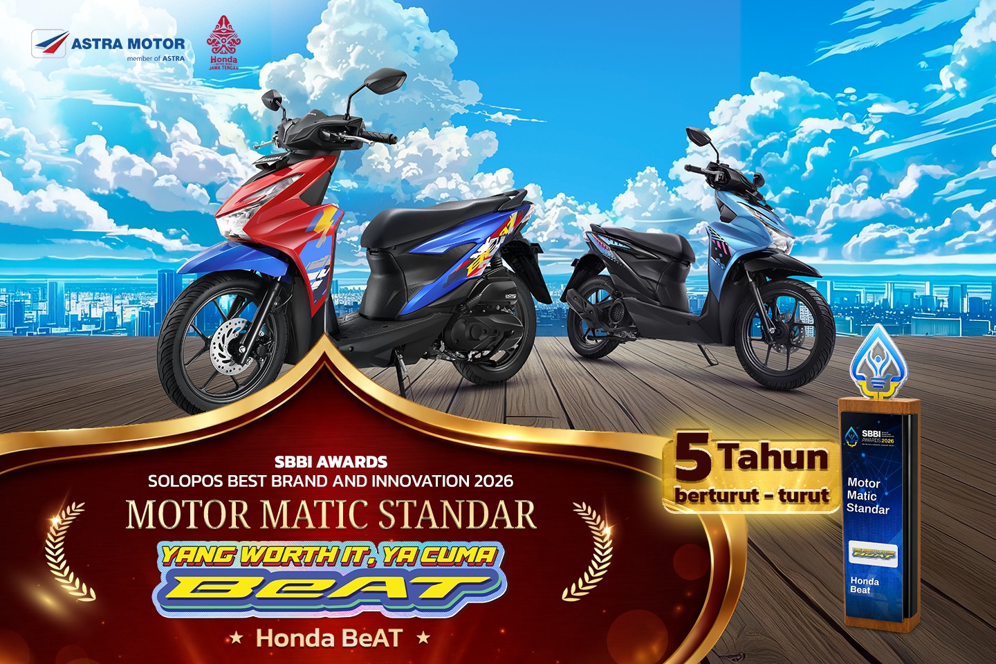 SBBI Award 2026: Honda BeAT Konsisten Dominasi 5 Tahun, Honda Stylo Lanjutkan Prestasi Tahun Kedua 